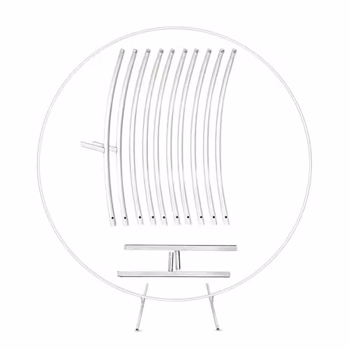Neel Blue Round Metal Balloon Arch Frame with Floor Base, White, H: 180 cm