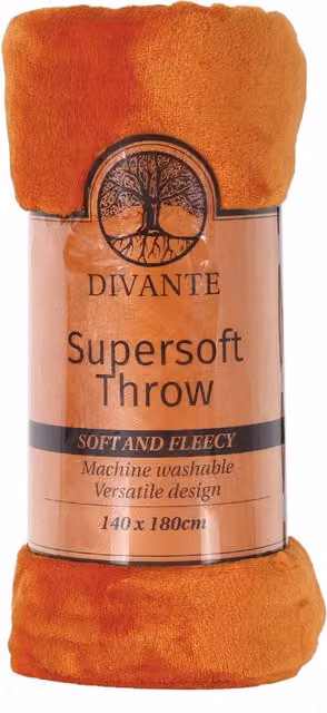 Divante Supersoft Fleece Throw in Orange, W/D/H: 180 x 140 cm