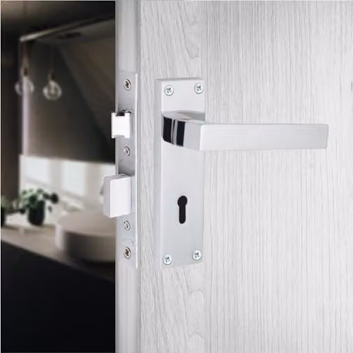 Golden Grace Straight Delta Lever Lock Set with Hinges and Key Lock in Silver Zinc – 2