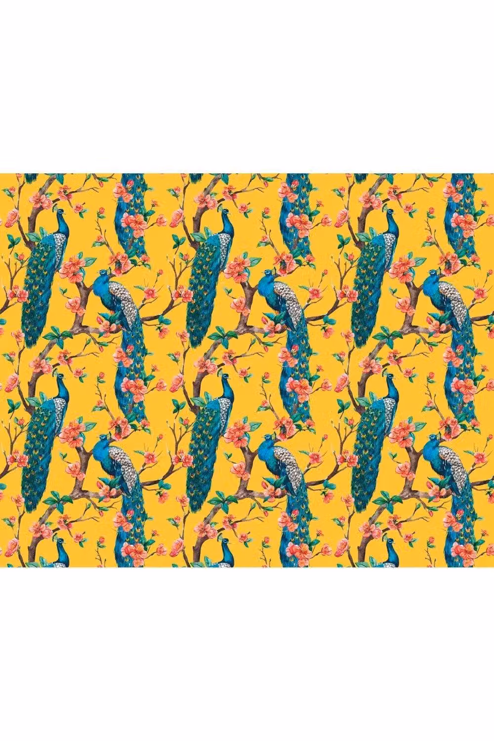 Origin Murals Flowery Peacocks Yellow Matt Smooth Paste the Wall Mural, W: 300 cm, H: 240 cm – 2
