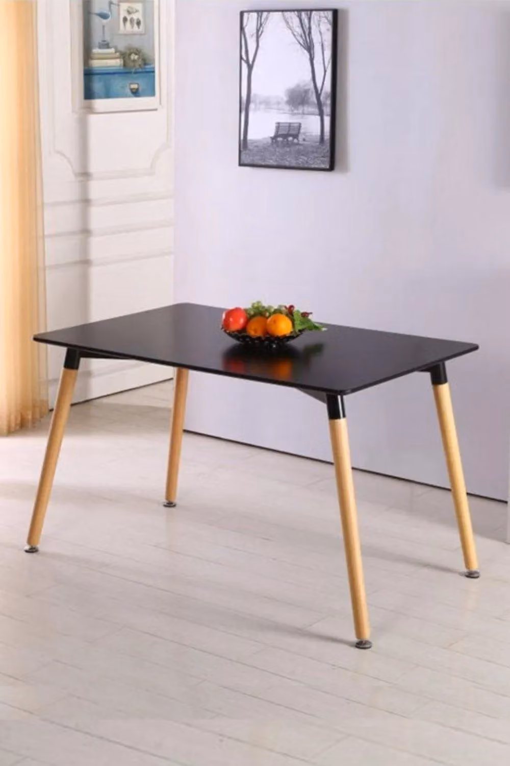 Life Interiors Halo Rectangular Dining Table with Oak Legs in Black or White – 2