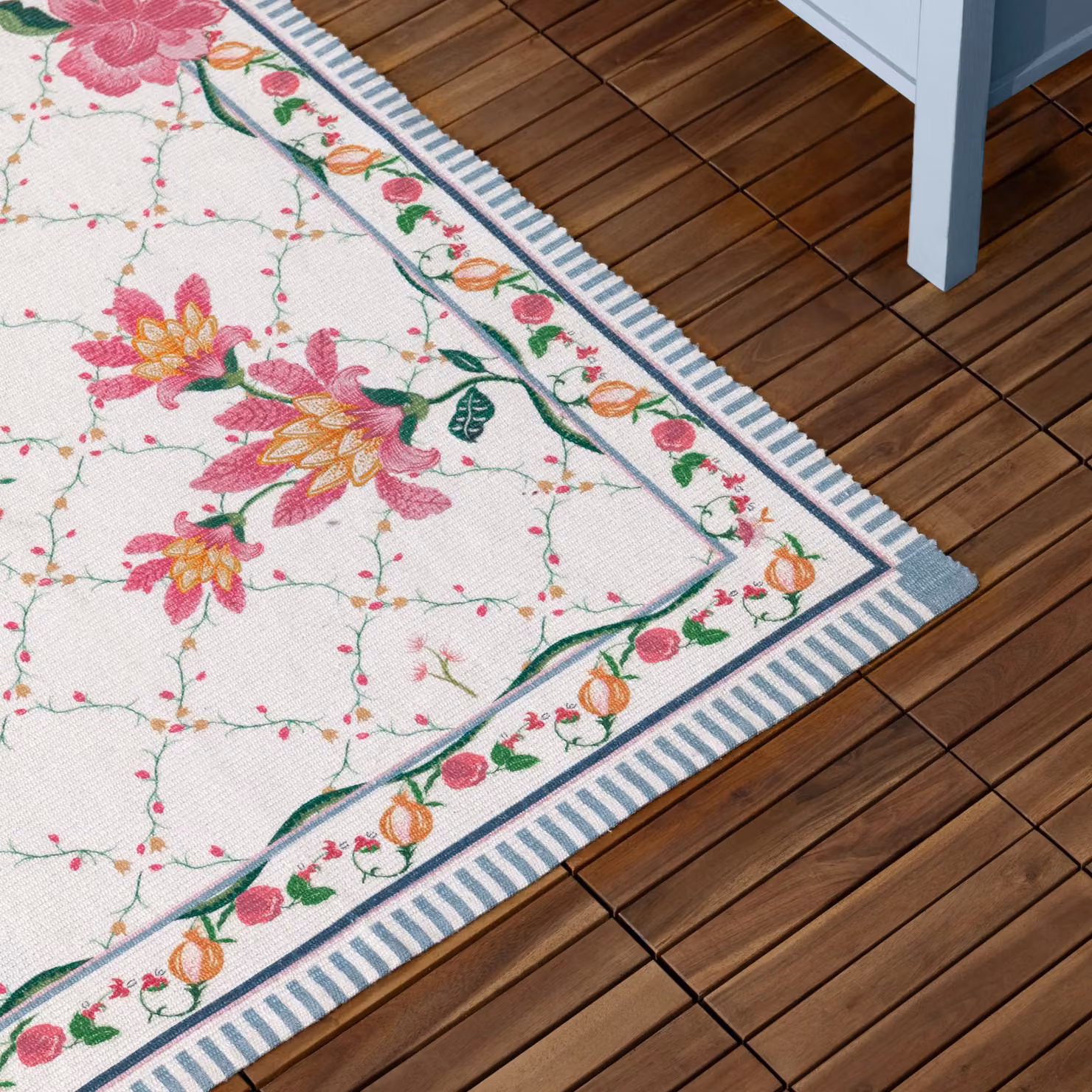 Wylder Claudia Floral Printed Indoor/Outdoor Rectangular Rug in Red and Multicolour, W: 120 cm, D: 170 cm – 3