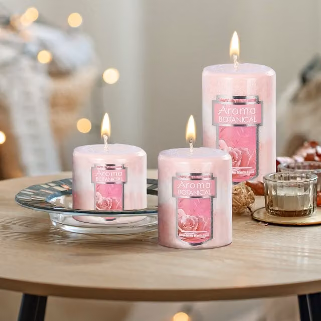 Lifeideas 3-Piece Pink Cylindrical Scented Pillar Candle Set