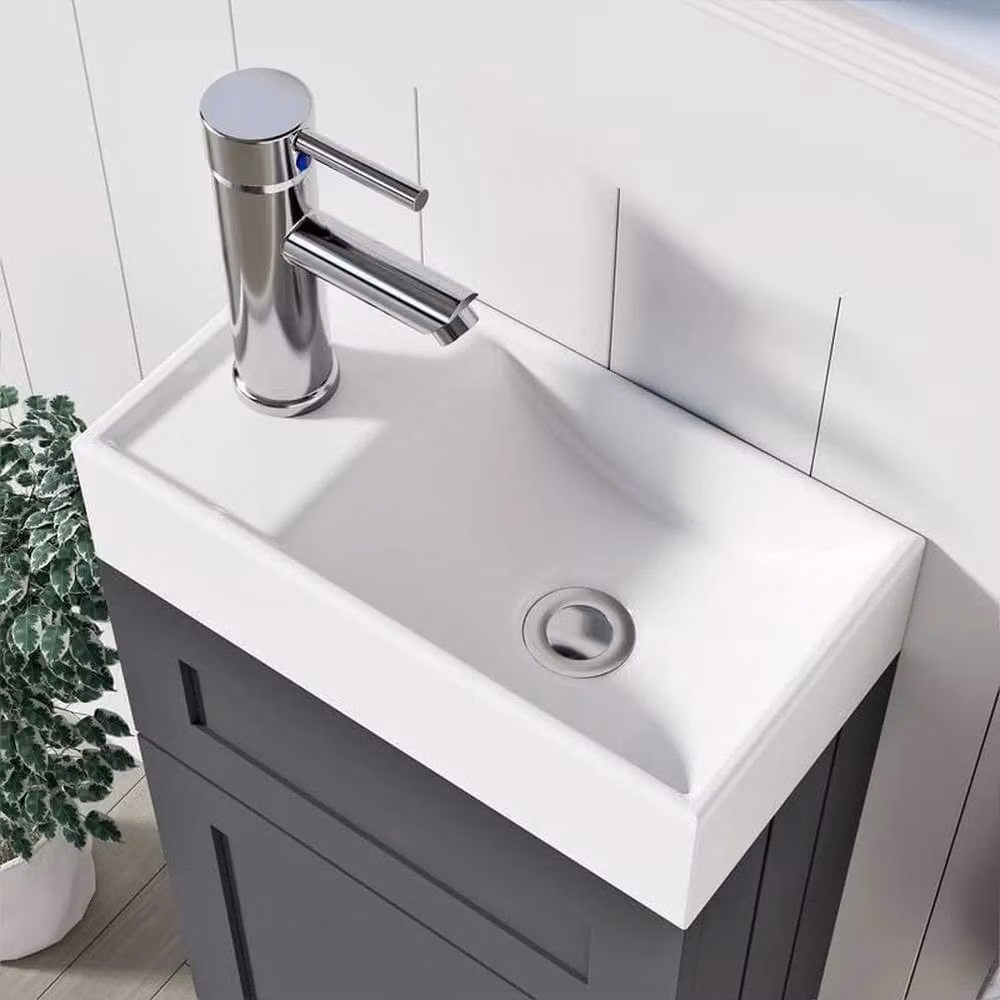 FORGEVIO Modern Grey Freestanding Bathroom Basin Vanity Unit with Ceramic Sink – 3