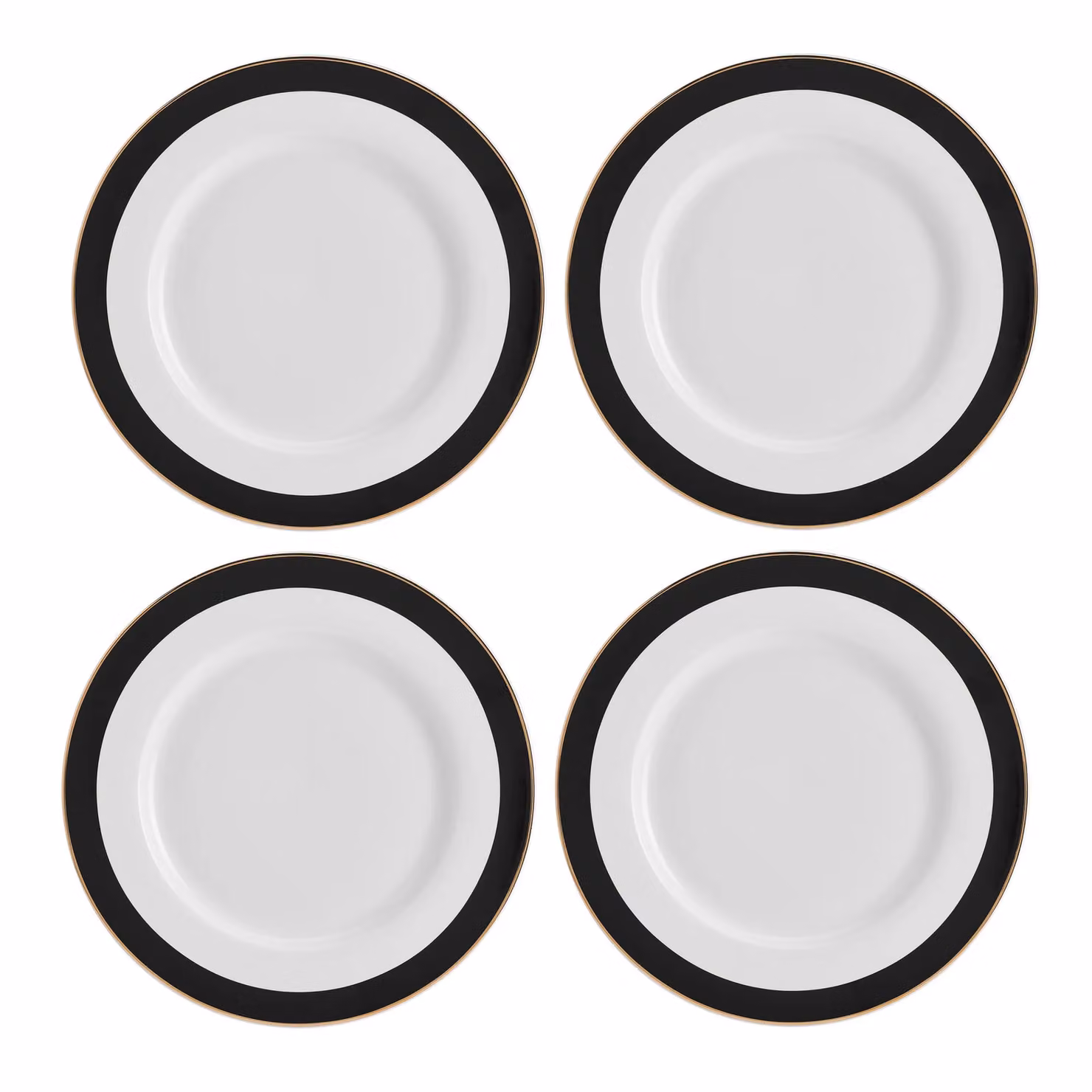 Mikasa 12-Piece Geometric Bone China Dinner Service in White, Gold and Black – 11