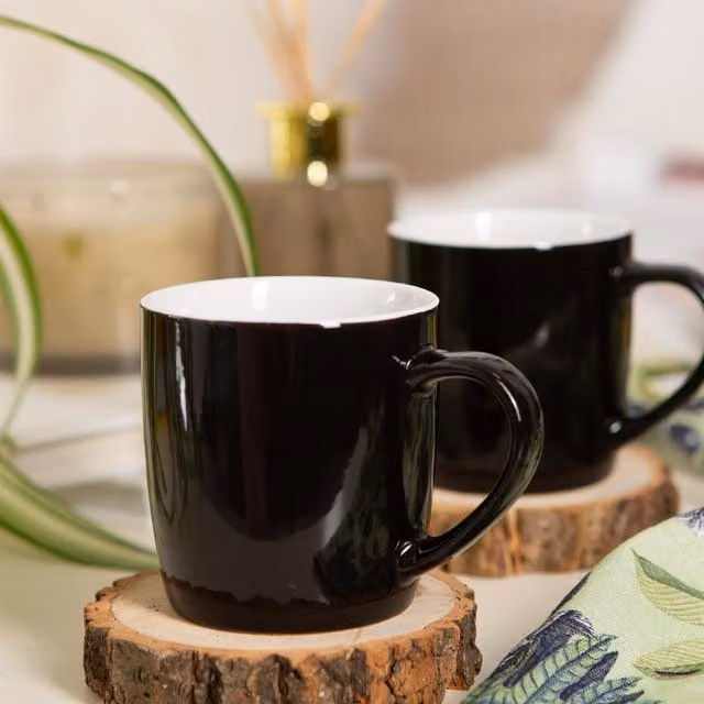 Argon Tableware Black Stoneware Coffee Mug, 340 ml