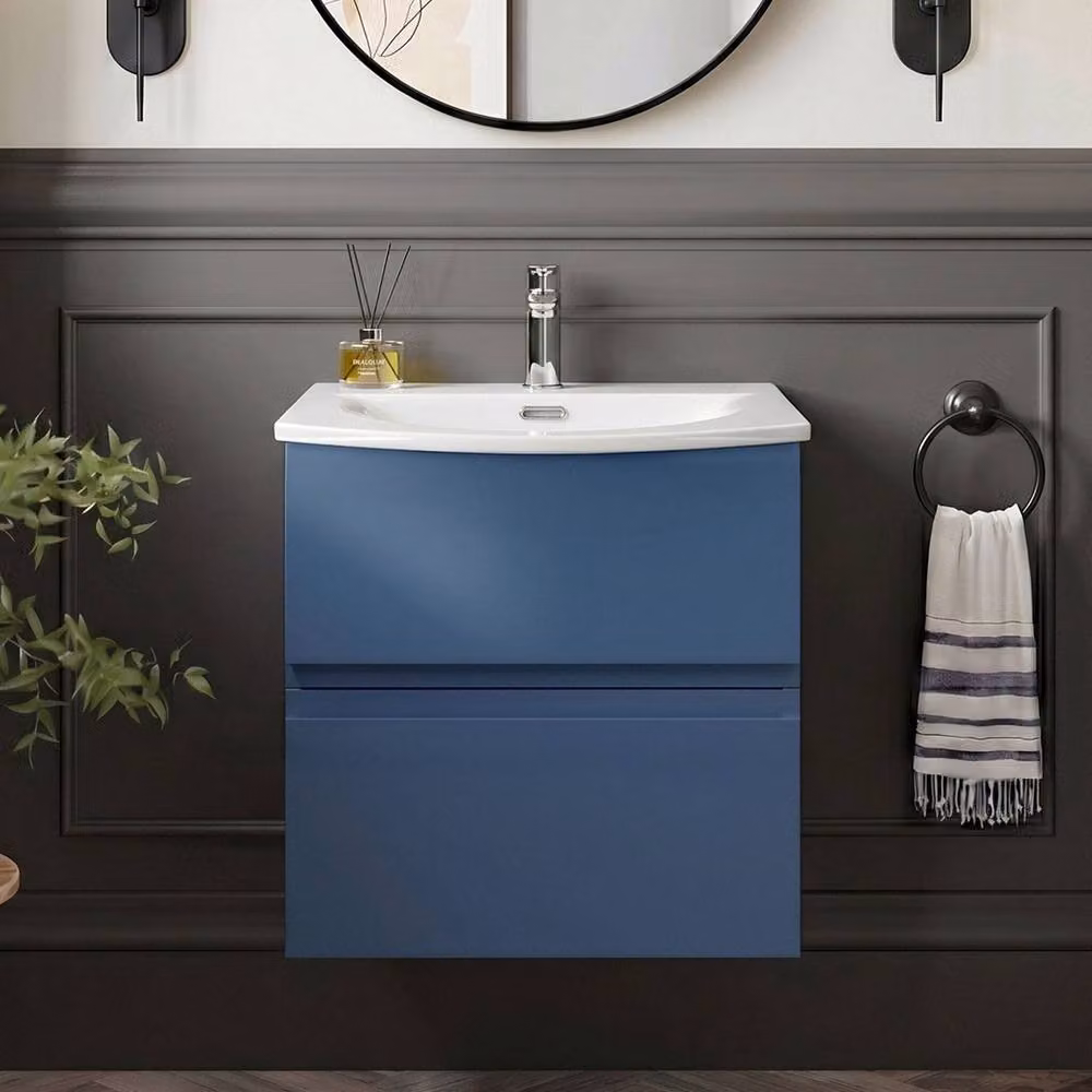 Balterley Mavesyn 2 Drawer Wall Hung Vanity Basin Unit, Blue, Width: 50 cm – 3