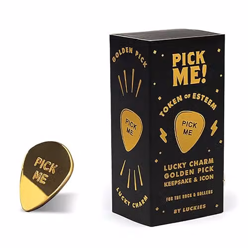 Suck UK Pick Me Gold Plectrum Lucky Charm Metal Tabletop Ornament – 6