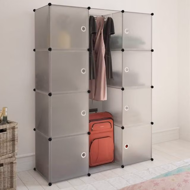 Berkfield Home Modular Cabinet with 9 Compartments, White, W/D/H: 115 x 37 x 150 cm