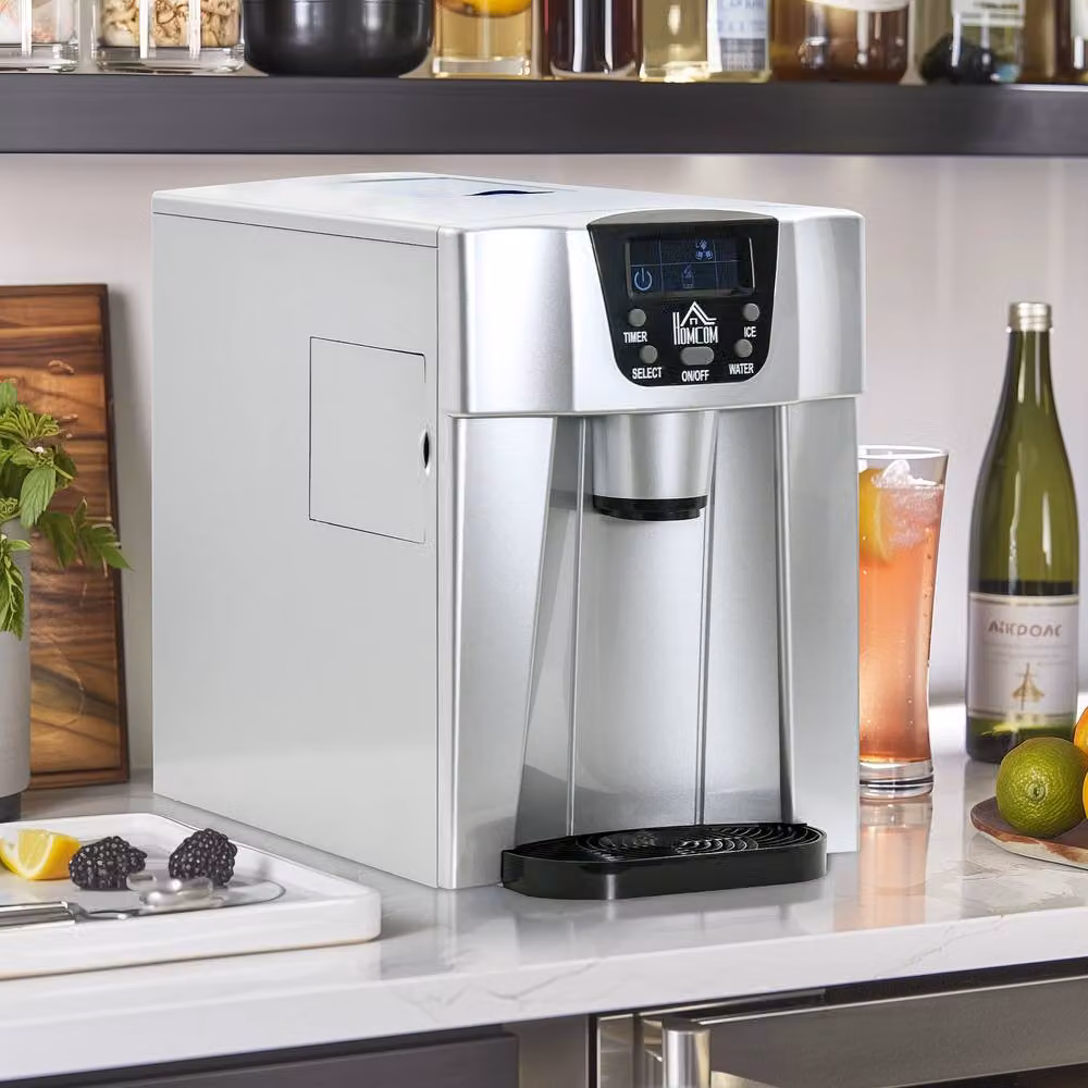 STILVORA Ice Maker with Water Dispenser, Digital Display and Timer in Silver Stainless Steel – 2
