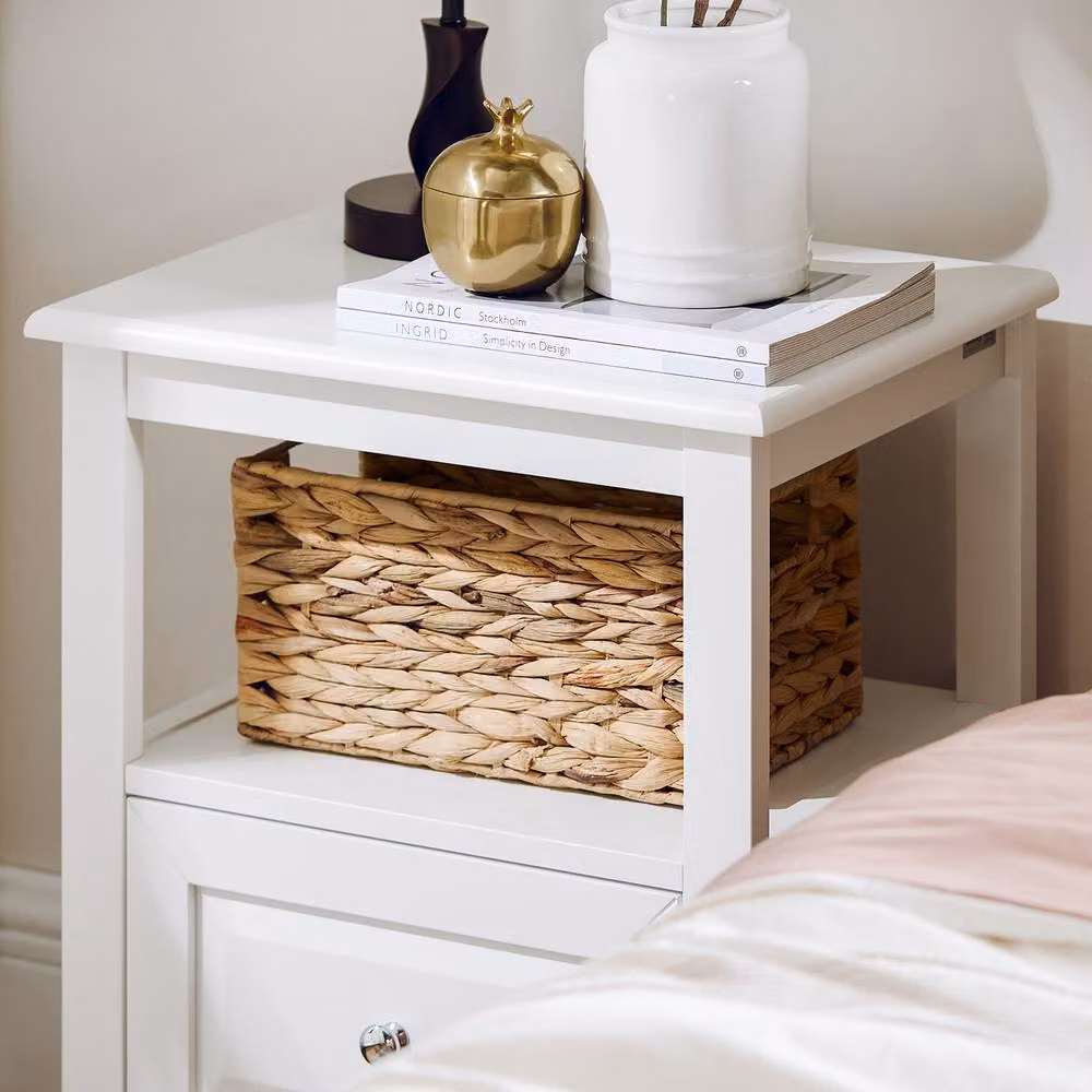 SoBuy Modern White MDF Nightstand with Single Drawer and Open Shelf – 2