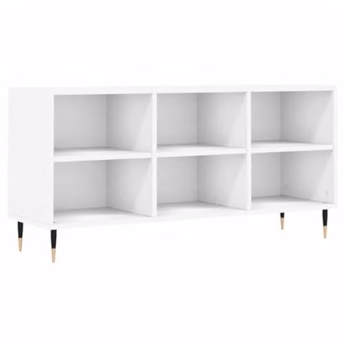 vidaXL Modern High Gloss White TV Cabinet with MDF and Metal Construction