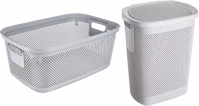 Keeeper White Laundry Basket 30L and Laundry Hamper 58L Set with Side Handles