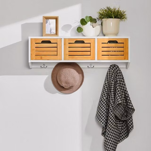 SoBuy Modern Wall Mounted Storage Cabinet with Drawers in White