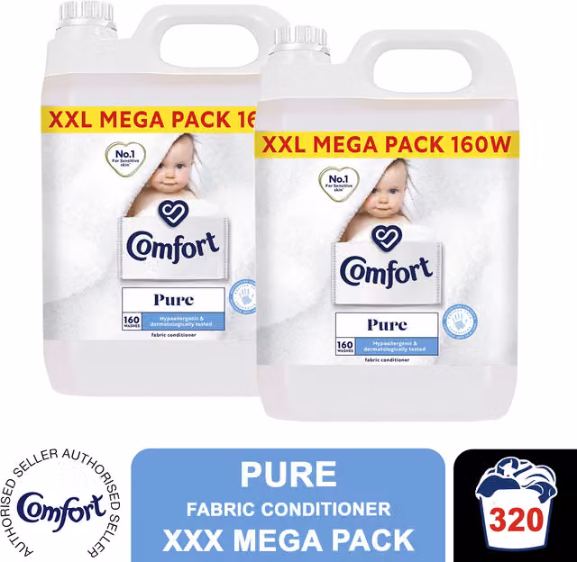 Comfort Pure Fabric Conditioner White XXL Mega Pack 2 x 10000l