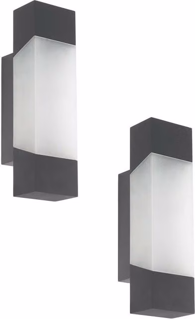Loops 2 Pack Anthracite IP44 Outdoor LED Wall Light for Garden and Porch Accent Lighting