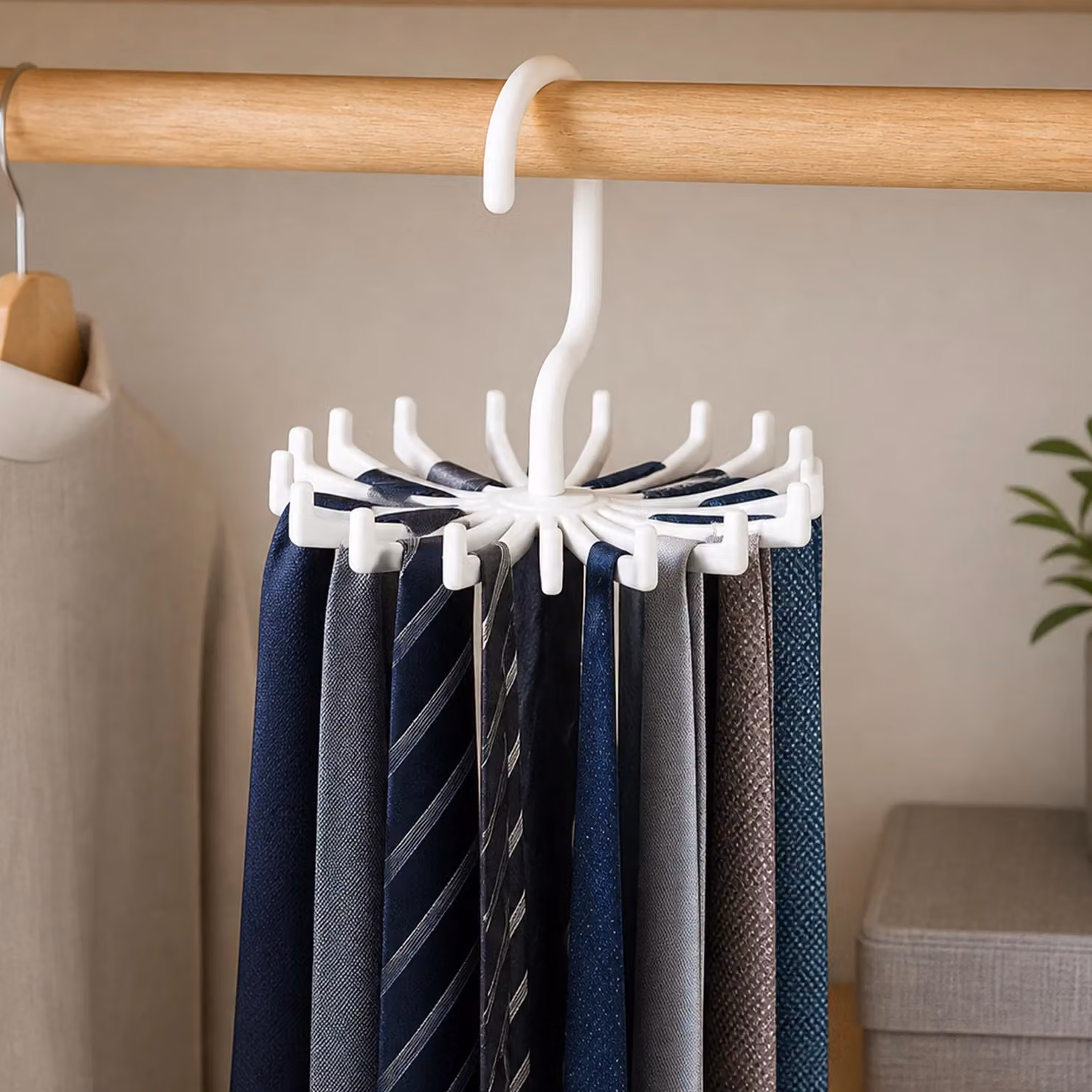 Orsina White Polypropylene 20 Hook Tie Organiser Hanger – 2