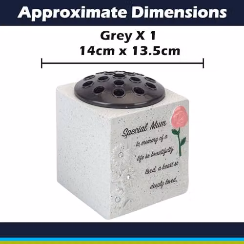 VFM e-Store Memorial Ornament Flower Pot Planter, Grey, W: 14 cm, D: 13.5 cm – 2