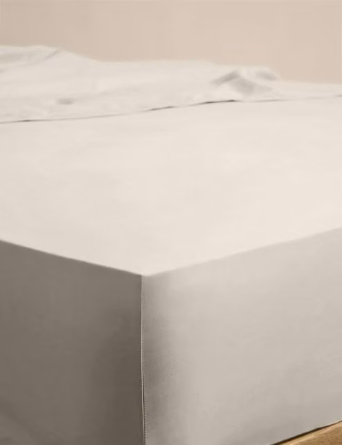 M&S Egyptian Cotton 230 Thread Count StayPut Fitted Sheet, Beige, W: 140 cm, L: 200 cm
