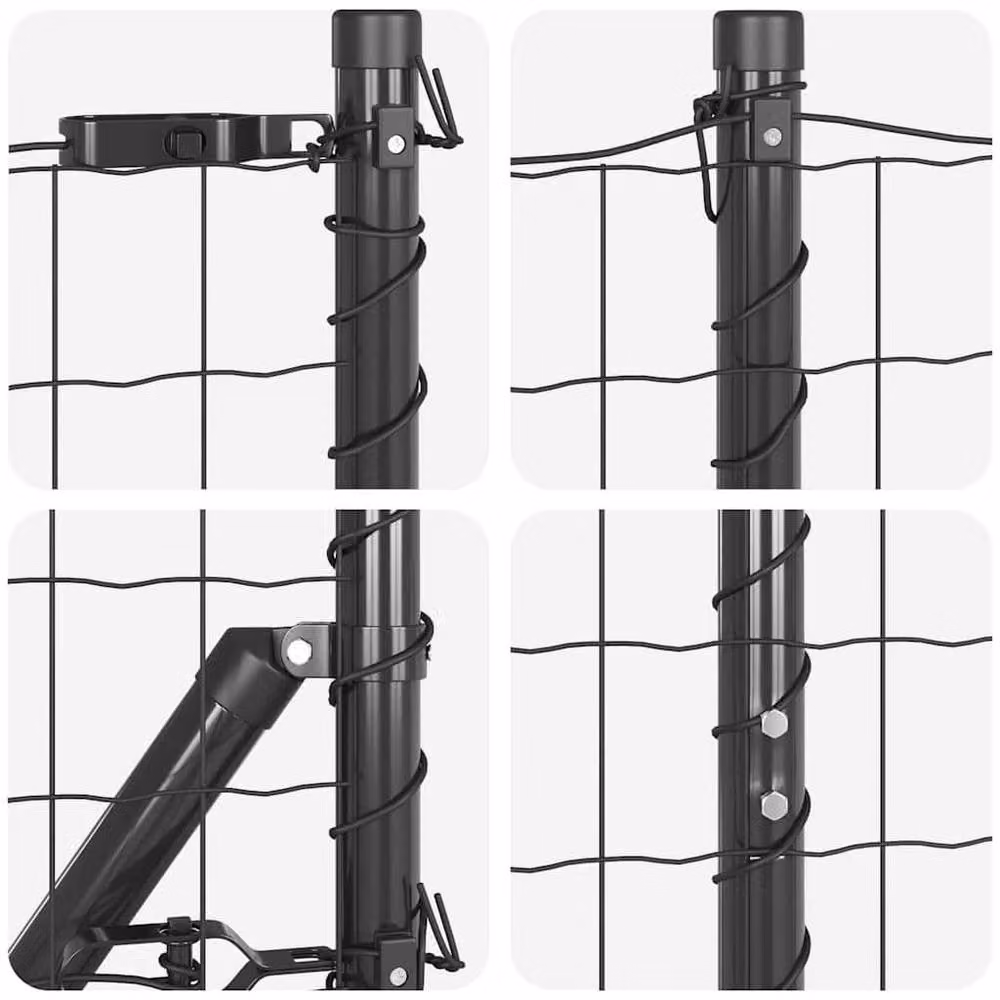 Berkfield Home Modern Euro Fence with 7 Spike Posts, Galvanised Steel, Grey, W: 10 m, H: 1.2 m – 5