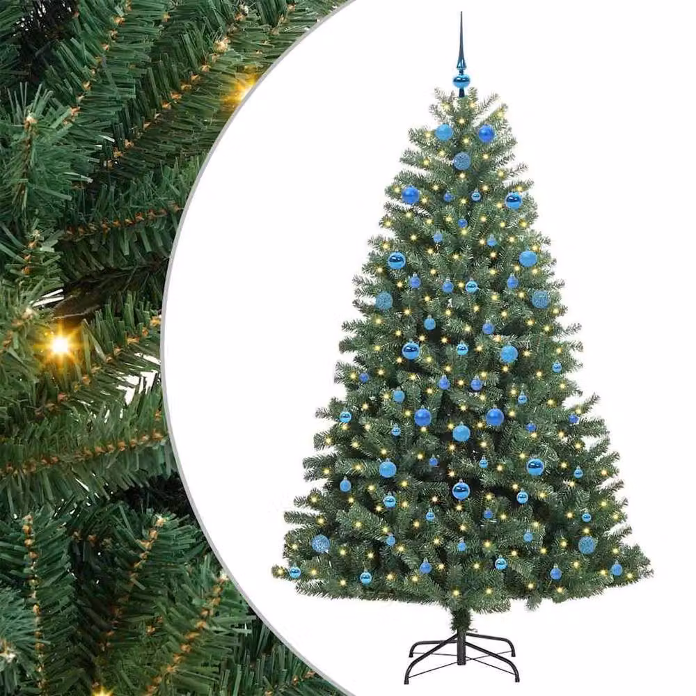 Berkfield Home Artificial Hinged Christmas Tree in Green, Height: 210 cm – 2