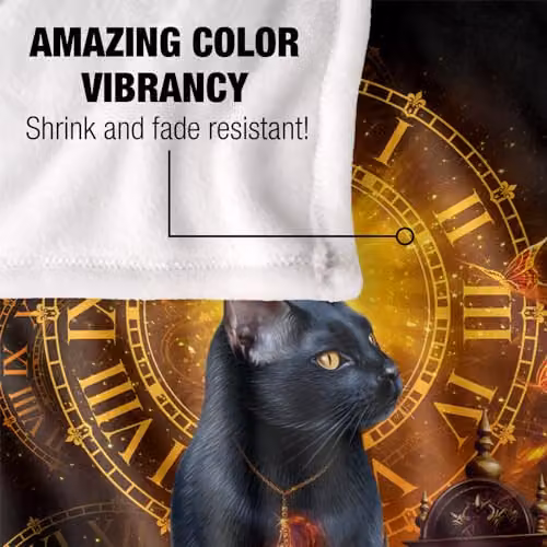 JQ Licensing Black Cat Time Clocks Super Soft Silky Touch Fleece Throw Blanket, Multicolour, W/D/H: 91 x 147 cm – 3