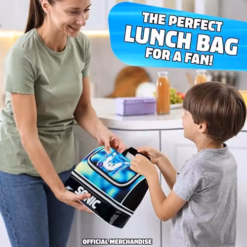 Get Trend Sonic the Hedgehog Kids Insulated Lunch Bag with Two Compartments in Black and Multicolour – 3