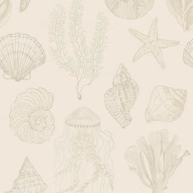 I Love Wallpaper Summer Seashells Wallpaper in Yellow and Beige