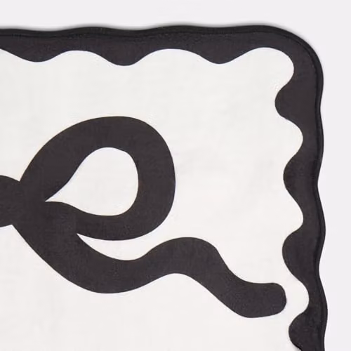 OHS Bow Velvet Bath Mat, Monochrome Black and White, W/D/H: 75 x 45 x 1 cm – 4