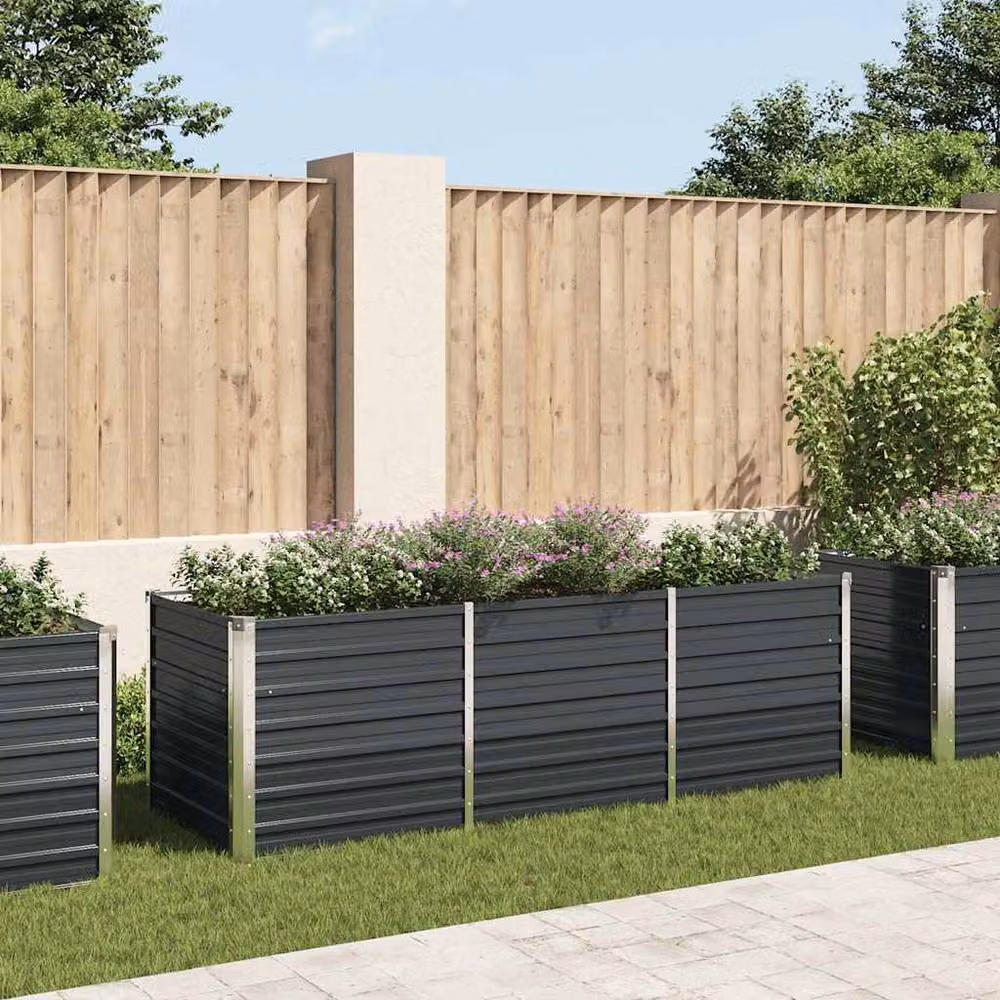 Berkfield Home Garden Galvanised Steel Raised Bed in Anthracite and Black, W/D/H: 240 x 80 x 77 cm – 2