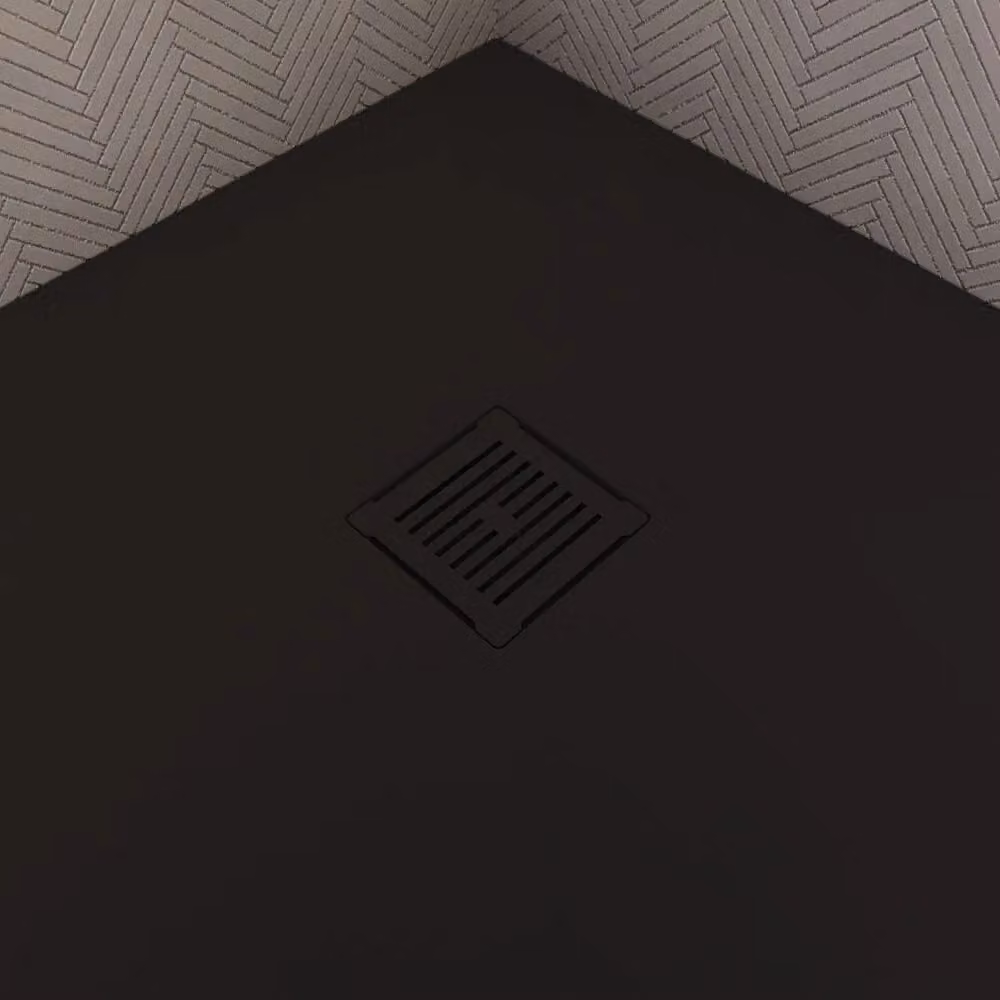 Balterley Matt Black Resin Slimline Rectangular Shower Tray Waste with Odour Trap, W/D/H: 11.4 x 11.4 x 8.6 cm – 2