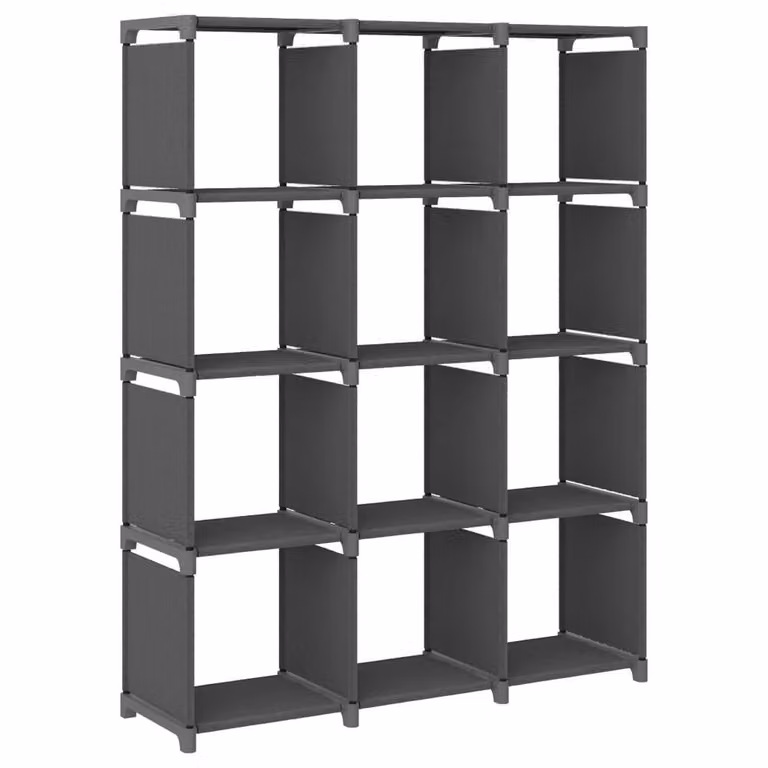Berkfield Home Modern 12-Cube Display Shelf in Grey, W/D/H: 103 x 30 x 141 cm
