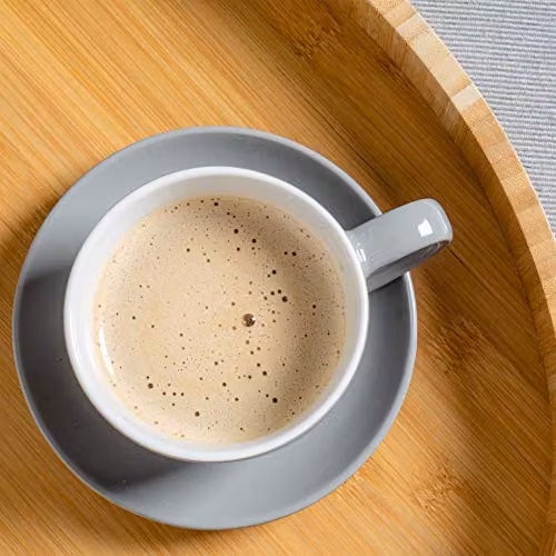 Argon Tableware Grey Stoneware Cappuccino Cup and Saucer Set, 250ml – 4