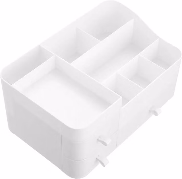 Kelvenix Multifunctional White Plastic Makeup Storage Organiser Box