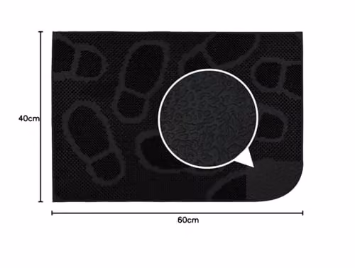 JVL Black Rubber Pin Doormat, W: 40 cm, D: 60 cm – 9