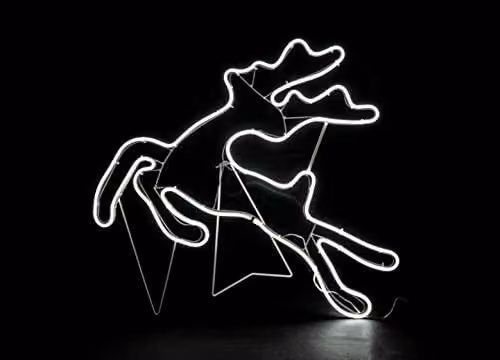 Shatchi Jumping Reindeer Neon Effect Rope Light Silhouette with 90 Cool White LEDs in White