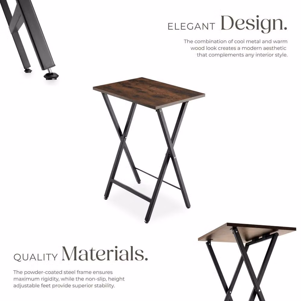 tectake Phoenix Set of 2 Industrial Style Bedside Tables in Dark Brown Oak Wood – 3