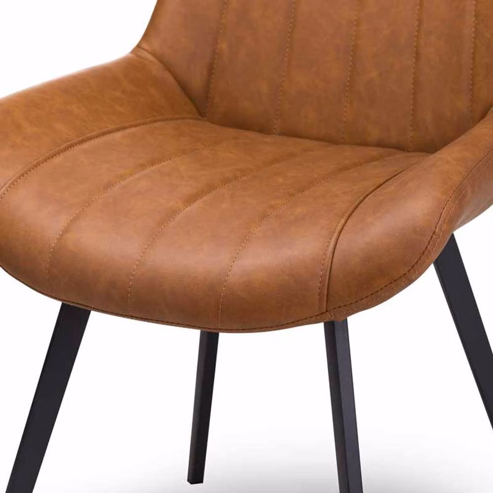 Lemon Pavilion Furniture and Decor Malmo Tan Dining Chair in Brown Faux Leather with Metal Legs, W49 x D57 x H86 cm – 3