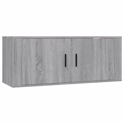 vidaXL Modern Wall Mounted TV Cabinet in Grey Sonoma, W/D/H: 100 x 34.5 x 40 cm