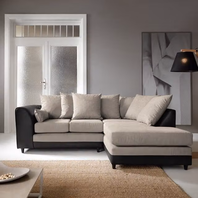 Abakus Direct Dylan Right-Hand Corner Sofa in Sand Fabric