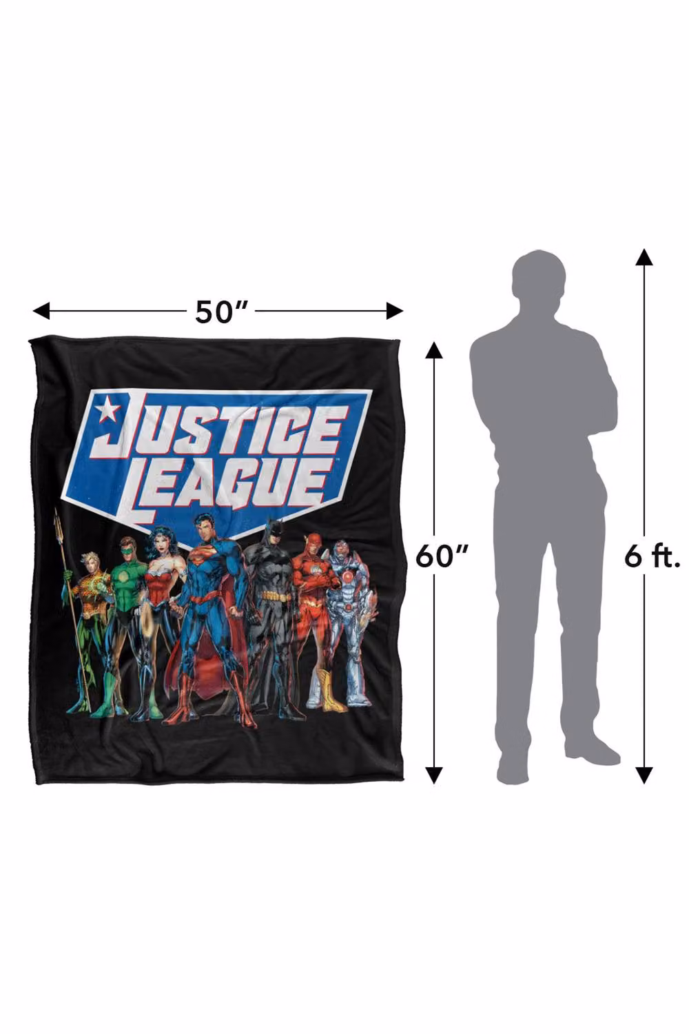 Warner Bros. Justice League Modern Line Up Super Soft Fleece Throw Blanket, Multicolour, W: 91 cm, D: 147 cm – 8