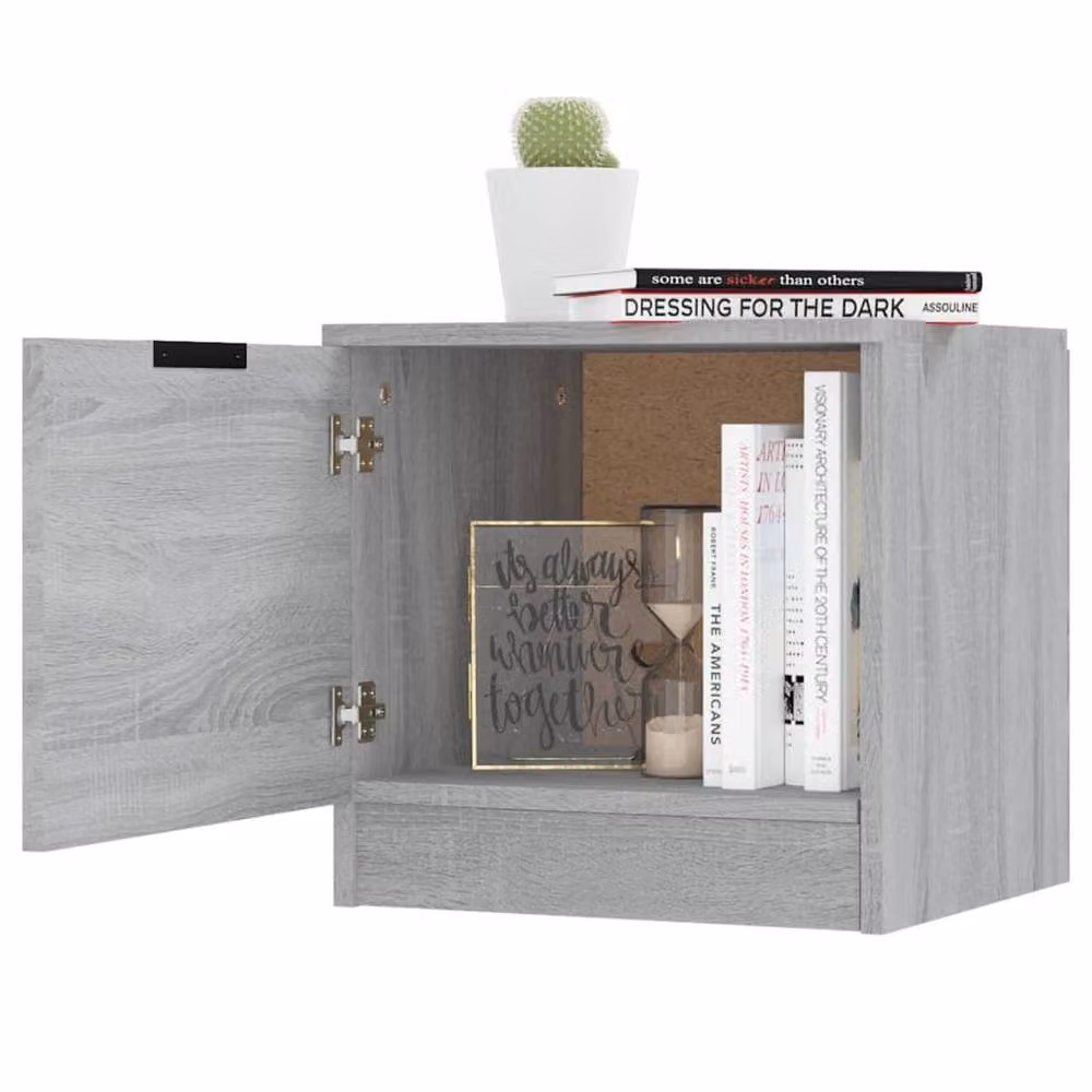 Berkfield Home Set of 2 Grey Sonoma Bedside Cabinets, W/D/H: 40 x 39 x 40 cm – 2