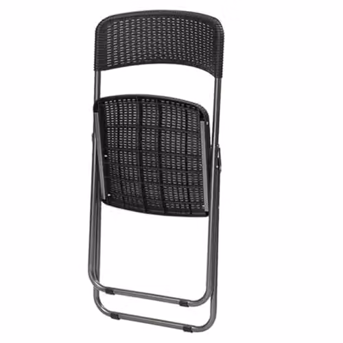 Garden Gear Set of 4 Rattan Effect Folding Chairs with Powder Coated Steel Frame, Weatherproof and UV Resistant Outdoor Seating – 4