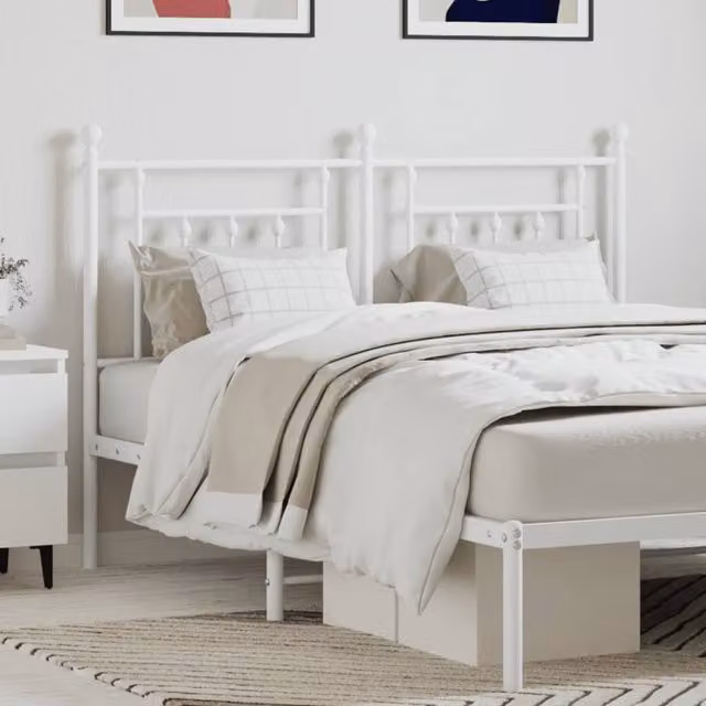 Berkfield Home Classic Metal Headboard in White, 150 cm