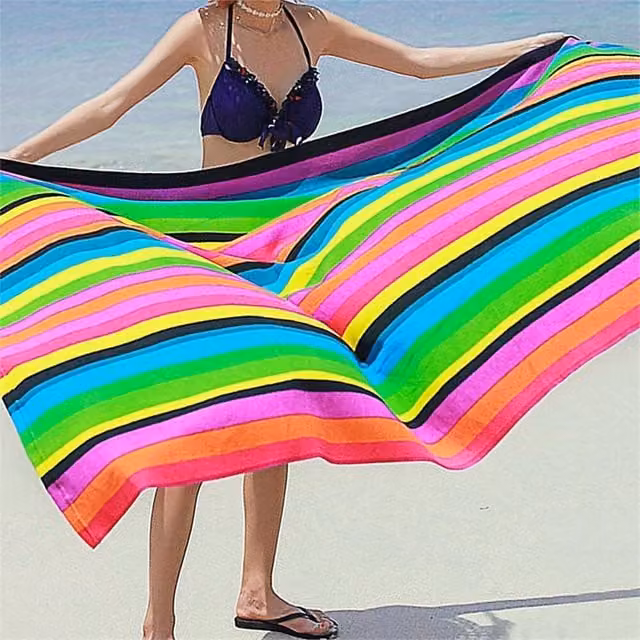 Nordara Extra Large Quick Drying Sand Free Striped Beach Towel in Multicolour – 1