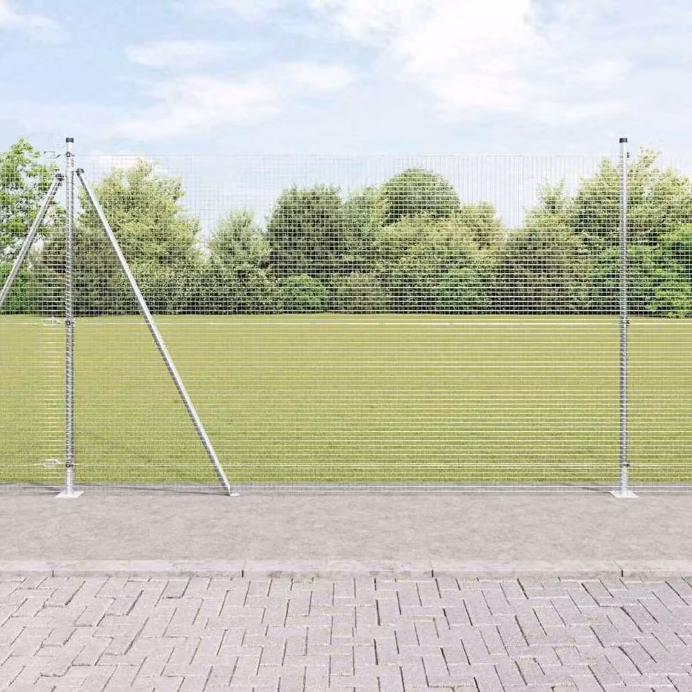 vidaXL Modern Rectangular Fence Post Set of 2, Galvanised Steel, Silver – 2