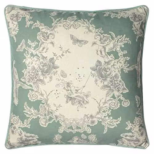 Paoletti Burford Square Floral Velvet Cushion in Green, W/D/H: 50 x 50 x 50 cm – 1