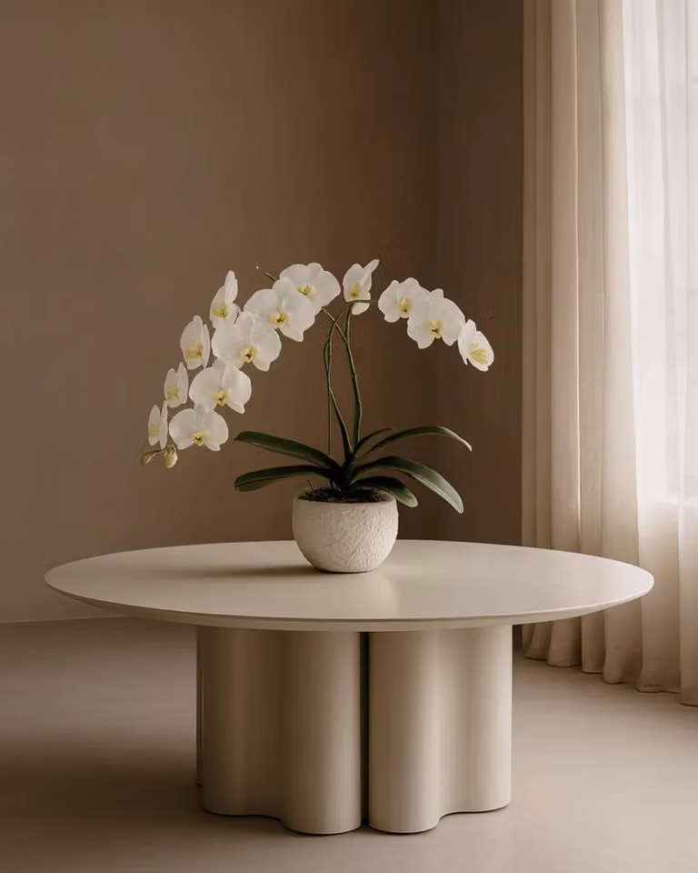 Tommy Franks Moon Round Coffee Table in Matte Beige, W/D: 110 x 110 cm, H: 38 cm