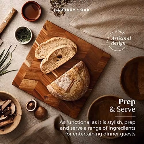 Barbary & Oak Chevron Square Acacia Wood Chopping Board, Red and Brown, W: 30.0 cm x D: 30.0 cm – 3