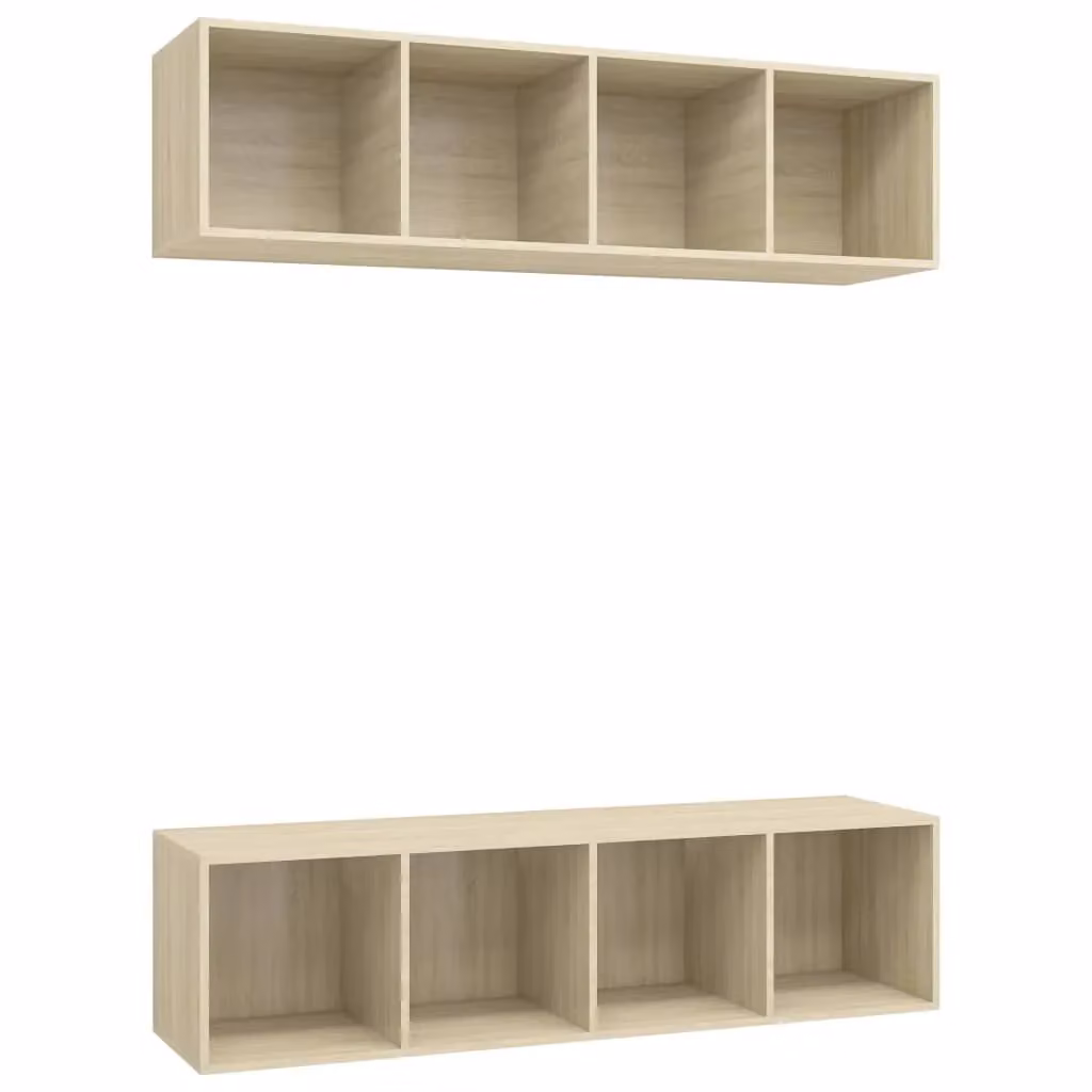 Berkfield Home Set of 2 Wall-mounted TV Cabinets in Sonoma Oak Brown and Beige MDF – 2